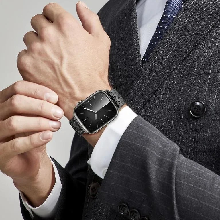 Anlinser Магнитна метална каишка за смарт часовник Apple Watch, 45 мм/44 мм/42 мм, черна — снимка 5