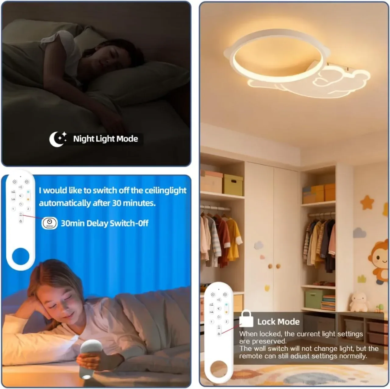 Детска таванна лампа астронавт LED с дистанционно, 38W, 3800LM, димируема 3000K-6500K, 49 см — снимка 4