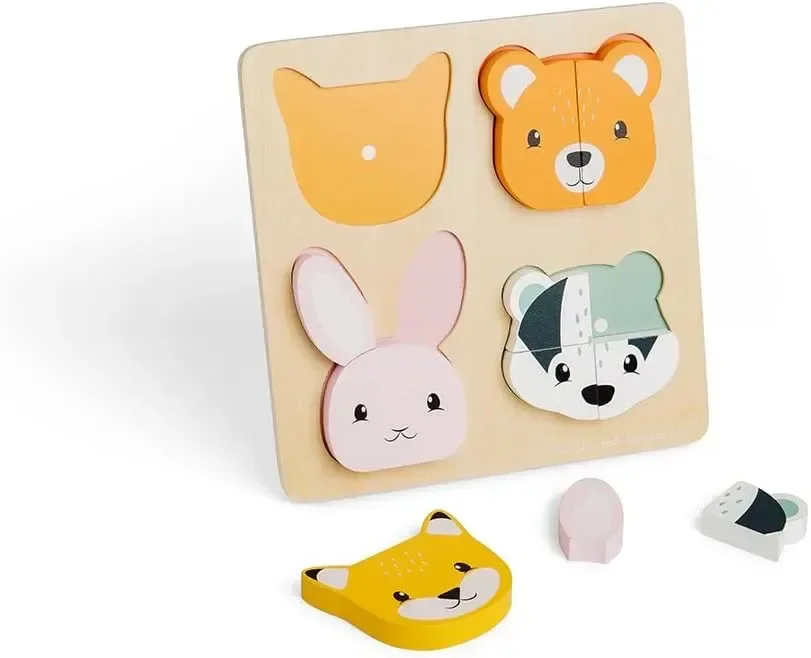 Монтесори Bigjigs Toys Пъзел от 10 части, горски жимотни, за деца над 1 година