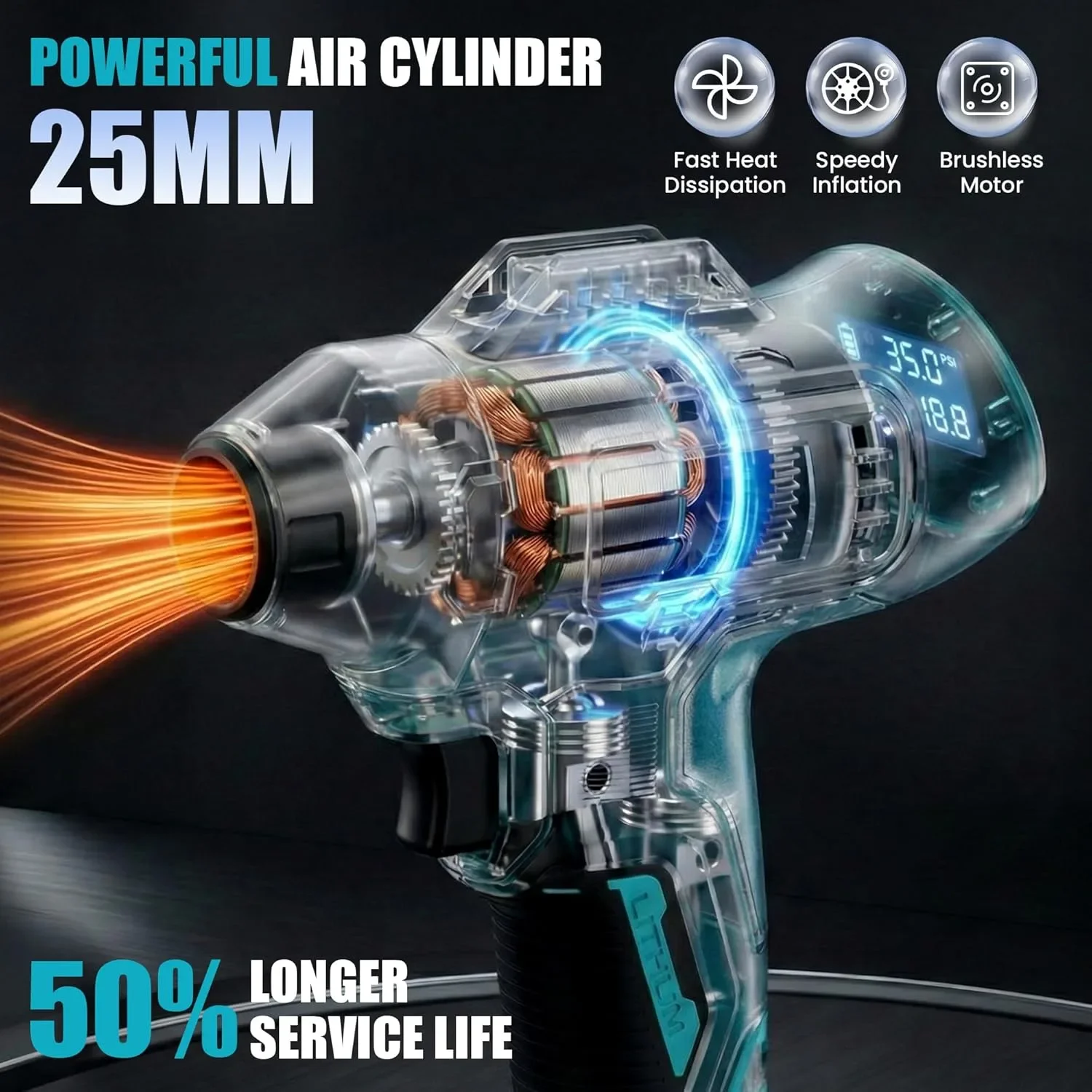 Безжичен въздушен компресор 160 PSI с LCD манометър за Makita 18V (без батерия) — снимка 2