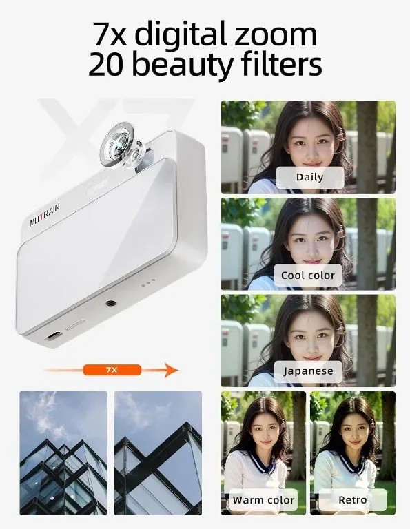MUTRAIN Digital, Насочи и снимай Android камера с огледало, 1080P, X10, 32GВ, бяла ; розова — снимка 4
