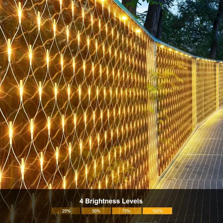THKFUL Коледни мрежести светлини за открито,3 X 2 м,200LED, Студено бяло — снимка 5
