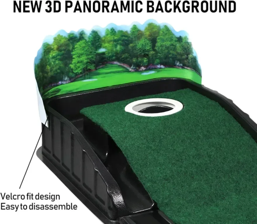 JIMITOP Putting Green Indoor - Постелка за голф с лещовидна 3D задна плоча, връщане на топката — снимка 6