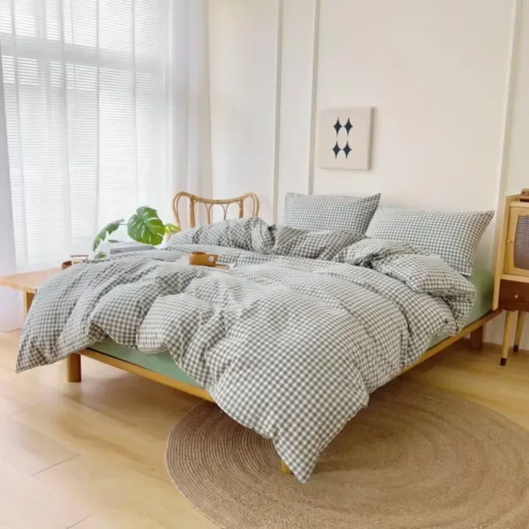Комплект спално бельо Ruccit Green Gingham, 3 части, затваряне с цип, ъглови връзки — снимка 3