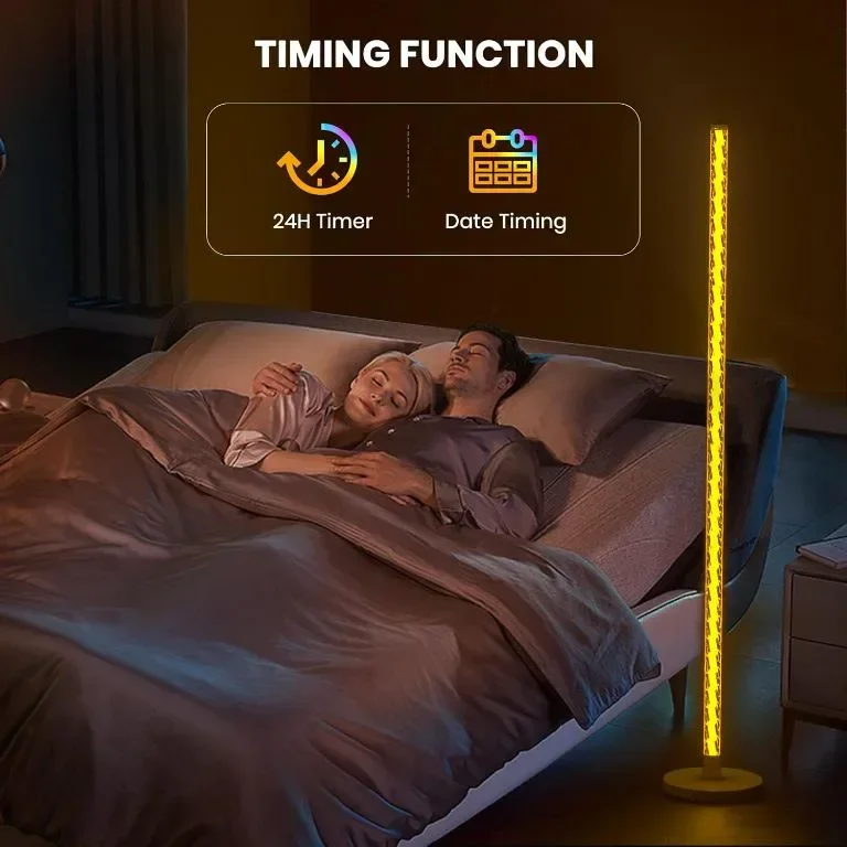 Lastar LED подова лампа, RGB с APP/Remote/Music Sync/48+ режима, бяла — снимка 7