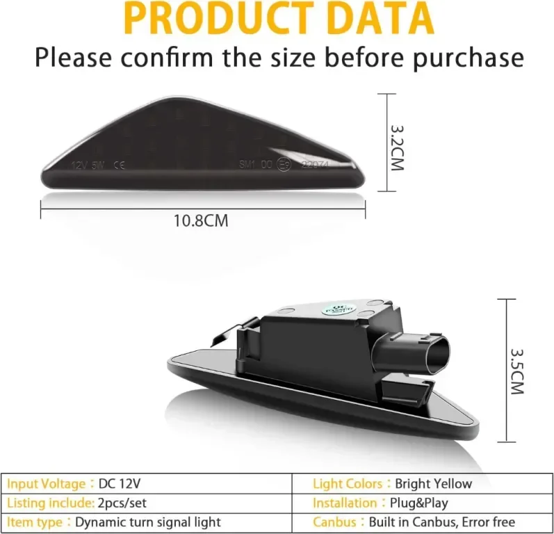 Asasytal LED динамичен мигач, Canbus CE E9 Съвместим с BMW X3 F25 X5 E70 X6 E71/E,2 бр — снимка 7