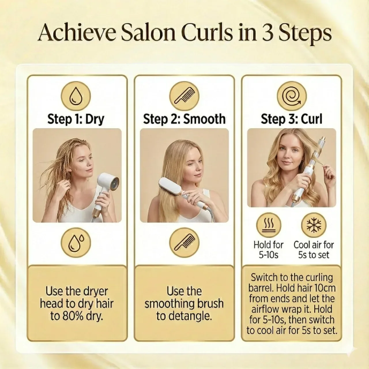 Комплект за стилизиране на коса Airbrush Magic 5 в 1, сешоар и преса — снимка 8