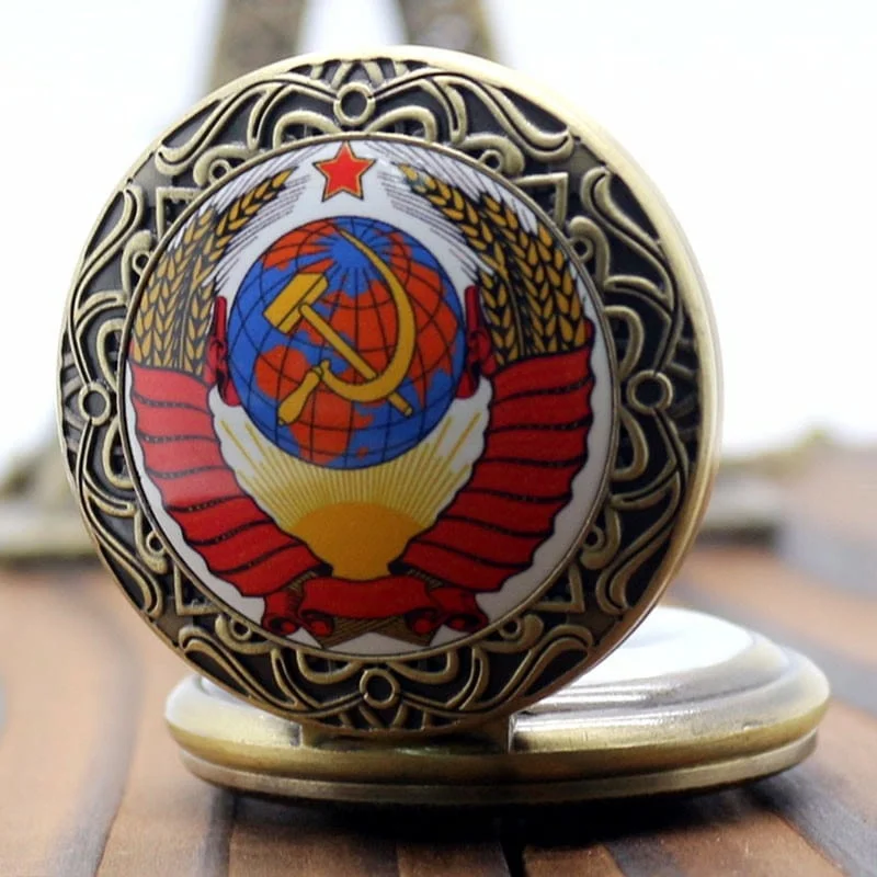 Нов часовник с герба на Съветския съюз СССР комунизъм соц Русия Ленин Путин Сталин джобен — снимка 2