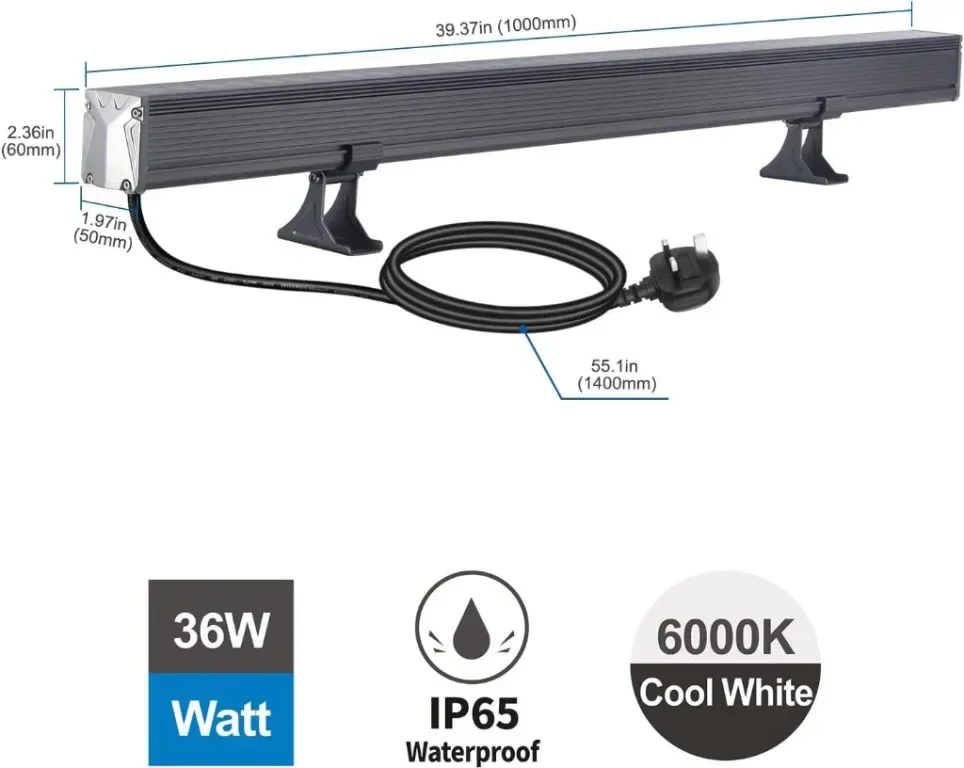 Yasotek 36W LED стенни осветителни тела, 6000K студено бяло, 1 метър 230V LED осветителна лента,IP65 — снимка 4