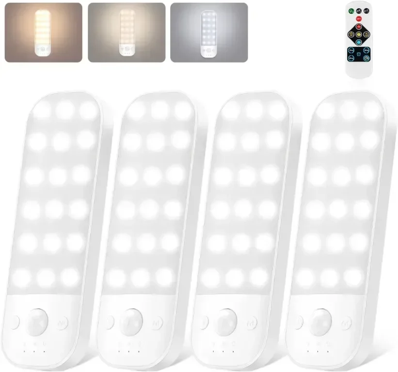 4 броя USB вътрешни акумулаторни LED лампи, сензор за движение, плавно димиране с 3 цветни светлини