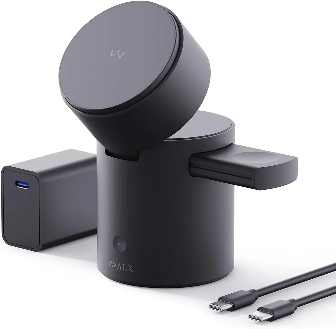 iWALK StandMe Auto 3-в-1 магнитна стойка с безжично зареждане (за iPhone/AirPods/Watch)