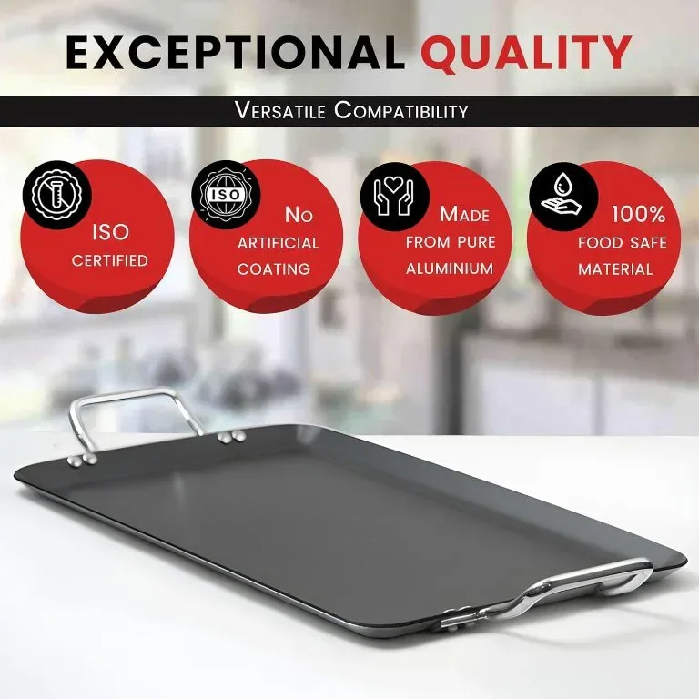 Kitchen King Griddle Plate Двустранна незалепваща плоча за барбекю и фурна, 50 X 28 см — снимка 5