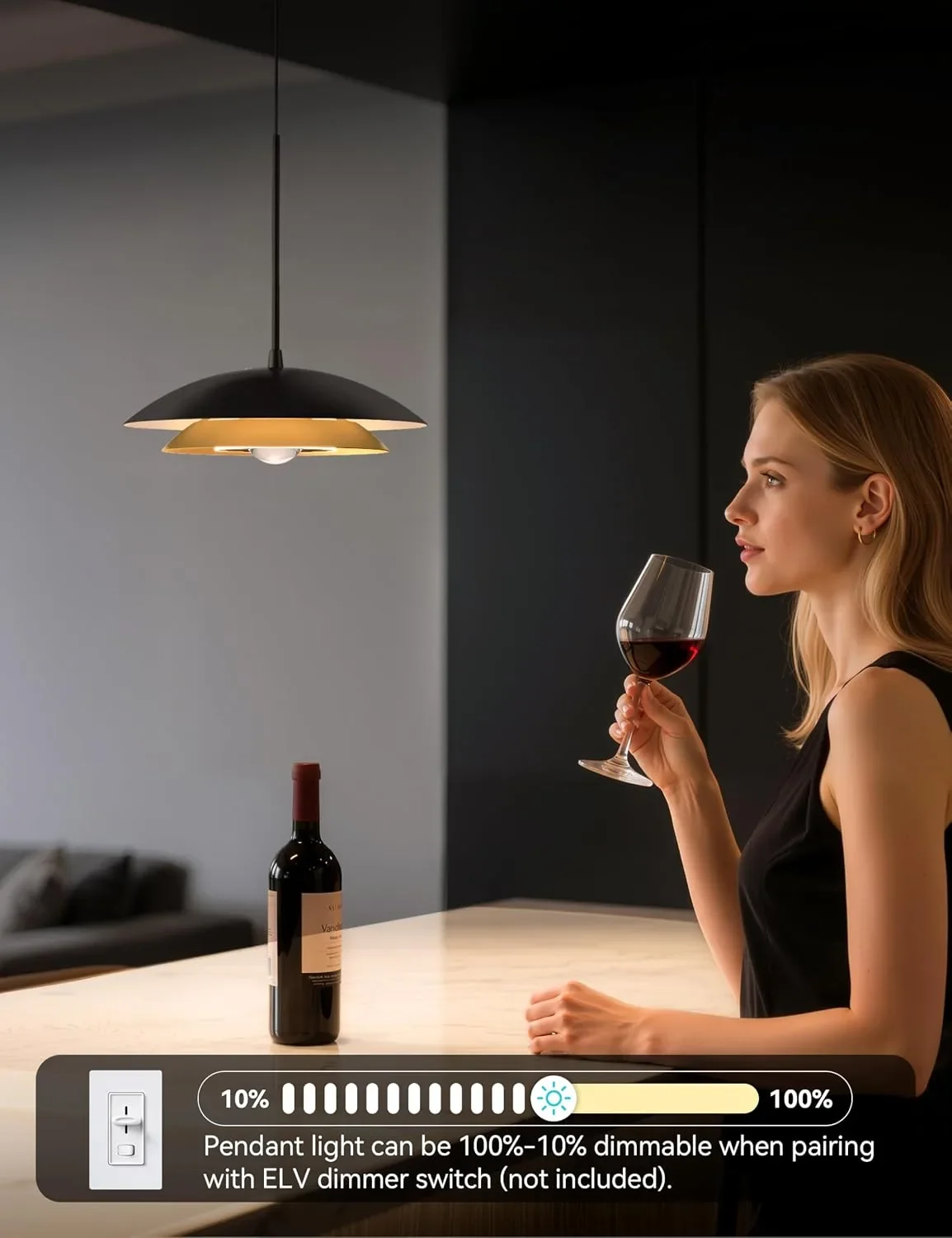 LED висящ полилей с регулируема височина, (приглушено горно и фокусно долно осветление), 12W, 3000K — снимка 7