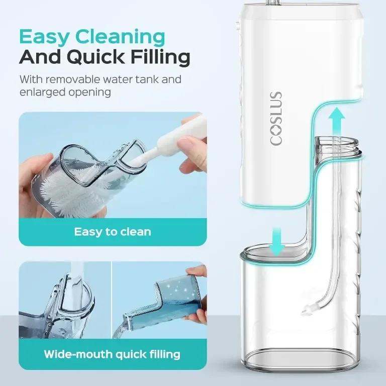 Зъбен душ COSLUS Water Teeth Flosser, Преносим акумулаторен подвижен резервоар за вода — снимка 4