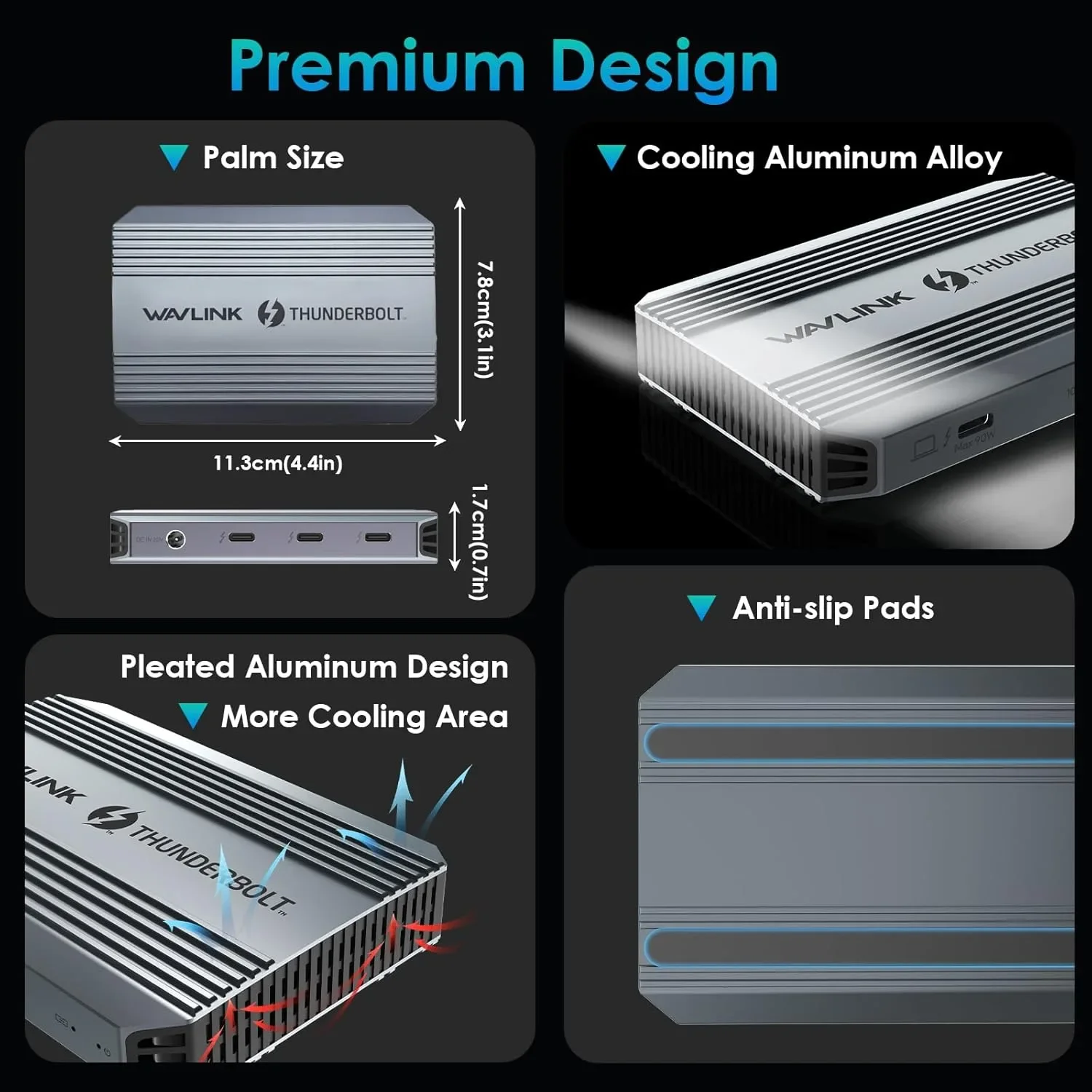 WAVLINK Thunderbolt 4 Докинг станция с двоен 4K@60Hz дисплей и USB-A 3.2 (Gen 2) + 100W PD — снимка 5