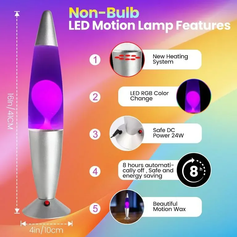GorYeeFine 40,6 см LED лава лампа, 7 променящи се цвята — снимка 4