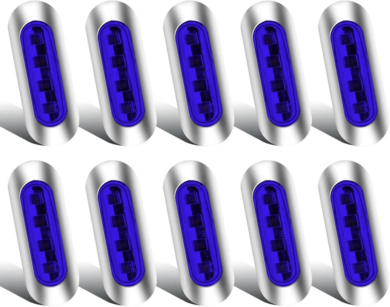 Комплект 10 LED габаритни светлини 12/24 V сини, водоустойчиви светлини за ремарке, бус, камион