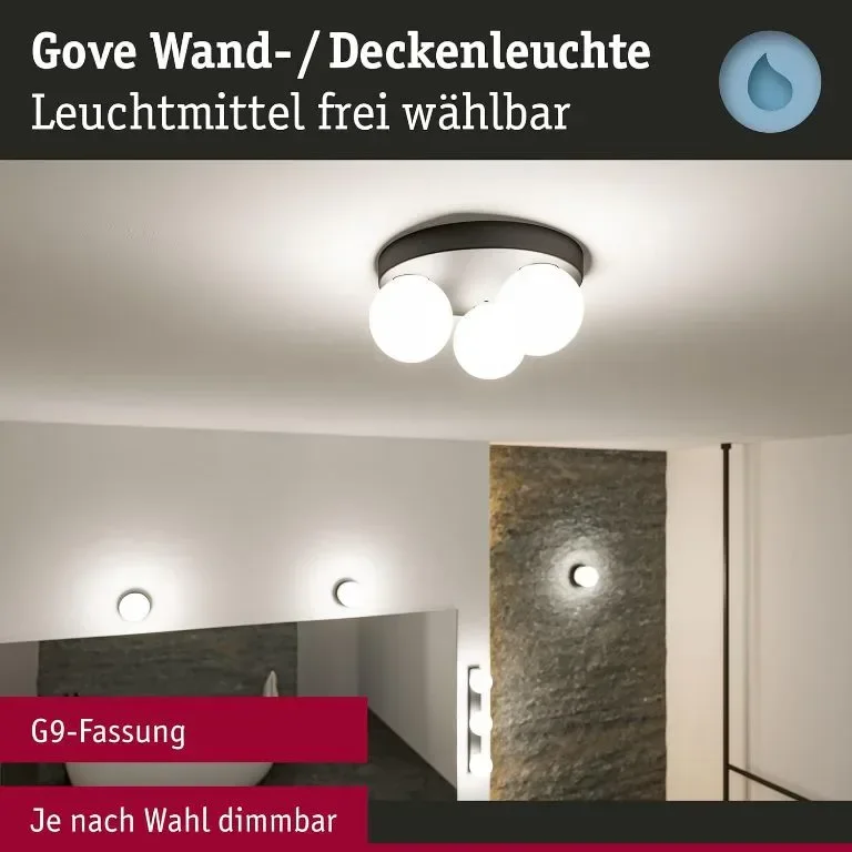 Paulmann 71069/71062 Таванно осветително тяло Selection Bathroom Gove IP44 G9 230V макс. 3x20W — снимка 5