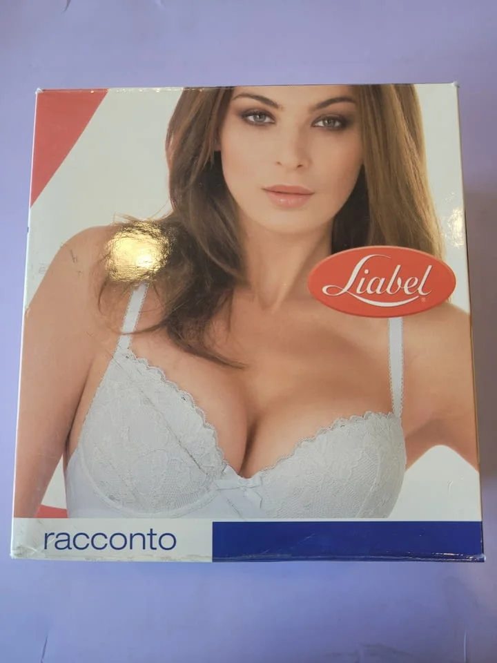 Liabel 75C, 80C черен, бял сутиен без подплънки италиански дантелени сутиени твърди чашки — снимка 2