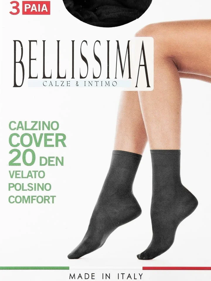 Bellissima италиански черни, бежови къси чорапи над глезените Белисима дамски къси прозрачни чорапи — снимка 2