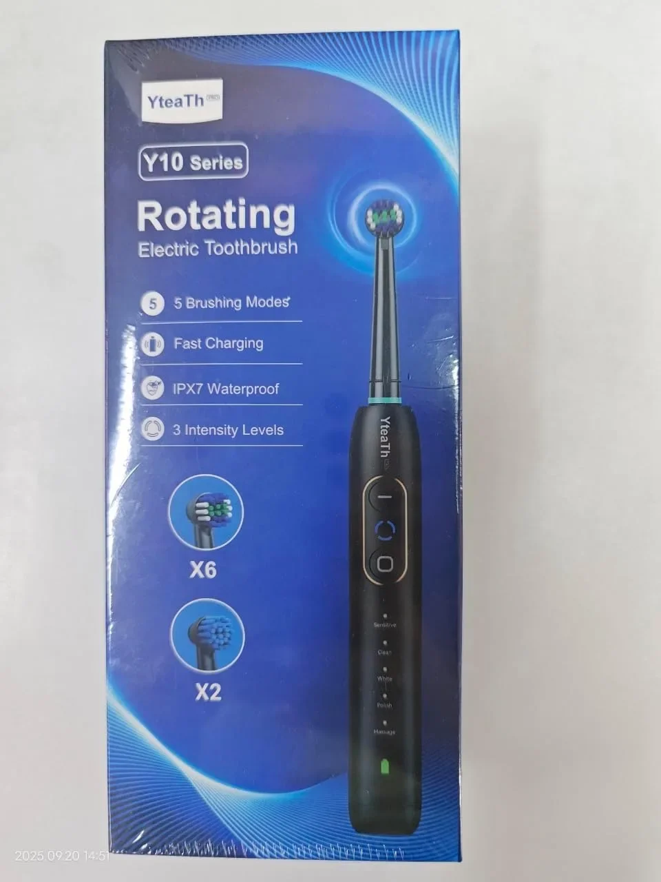 Електрическа въртяща се четка за зъби YteaTh Y10 Series с 8 глави, 5 режима и 3 нива на интензитет — снимка 9