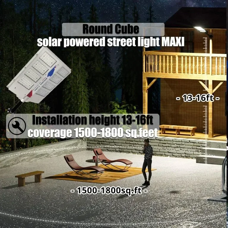 Round Cube LED соларна улична лампа, сензор за движение и дистанционно — снимка 2