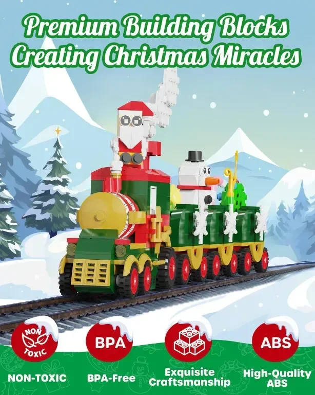 D-FantiX Advent Calendar 2024 Коледен влак, градивни блокчета с LED светлина — снимка 6