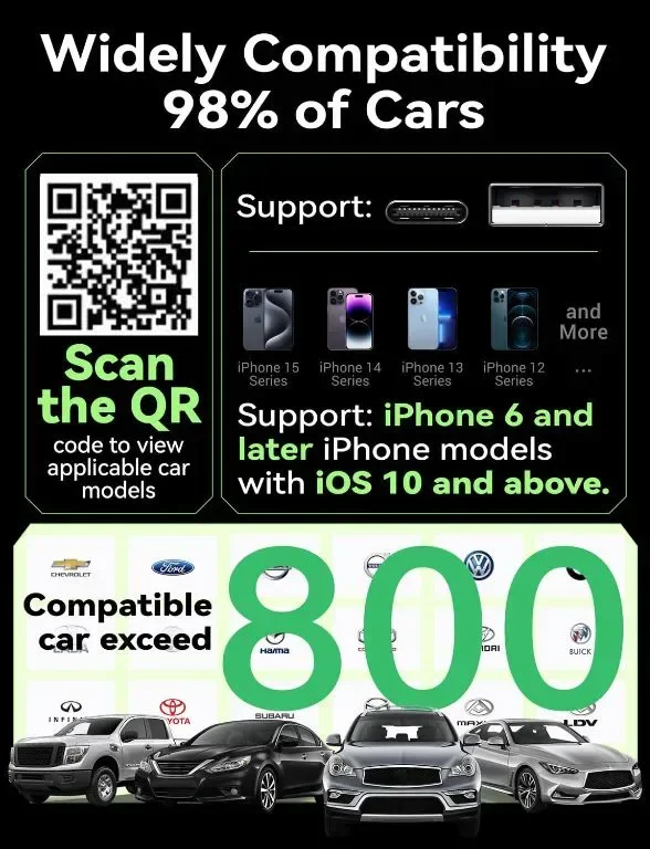 Безжичен адаптер Carplay за Apple, Carplay преобразува кабелен в безжичен CarPlay Dongle — снимка 6