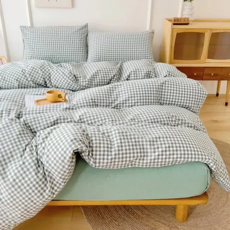 Комплект спално бельо Ruccit Green Gingham, 3 части, затваряне с цип, ъглови връзки — снимка 4