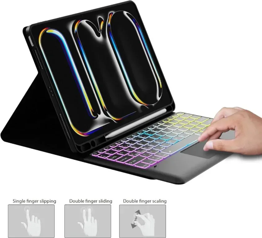 ROOFEI за iPad Pro 13-inch (M4)2024 Калъф с клавиатура,3 зони, 7 цвята — снимка 7