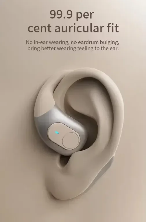 Daw J13 3D Sound Безжични слушалки, Bluetooth V5.3, OWS технология с калъф за зареждане, сребристи — снимка 5