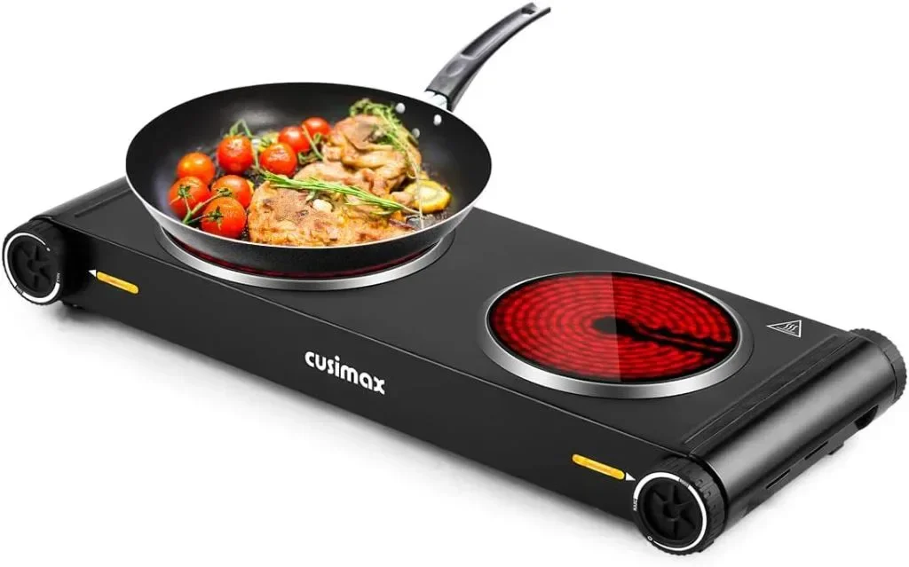 Двойни котлони CUSIMAX със скрита дръжка, двоен електрически котлон 2400 W,преносим инфрачервен плот