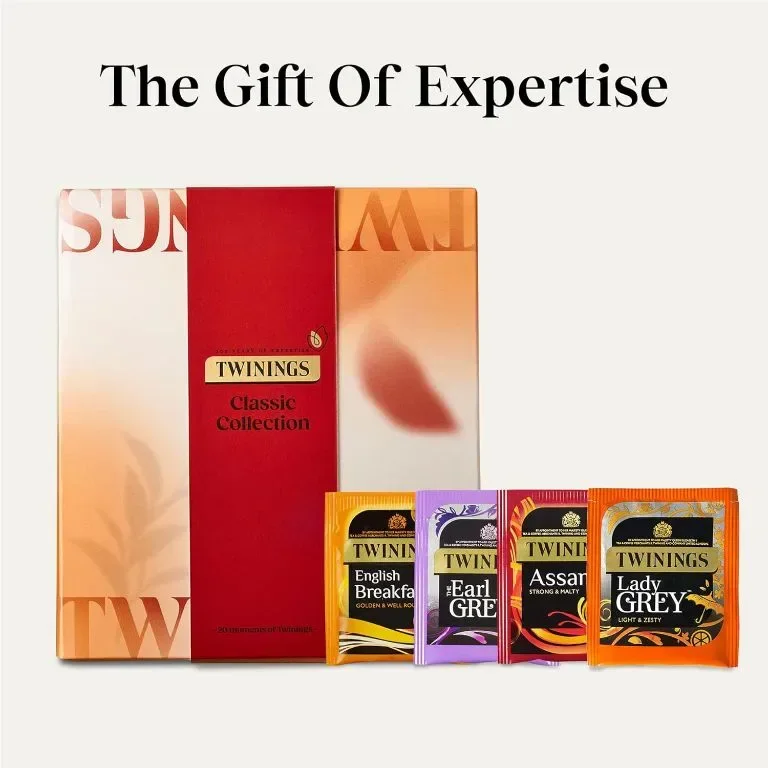Twinings Classic Collection Подаръчна кутия 20 пакетчета черен чай на растителна основа, 4 вкуса — снимка 3