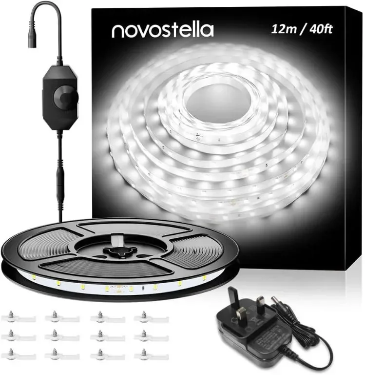 NOVOSTELLA Бяла LED лента, 12м 6000K Димируема LED лента, 336/672 LED, 24V — снимка 2