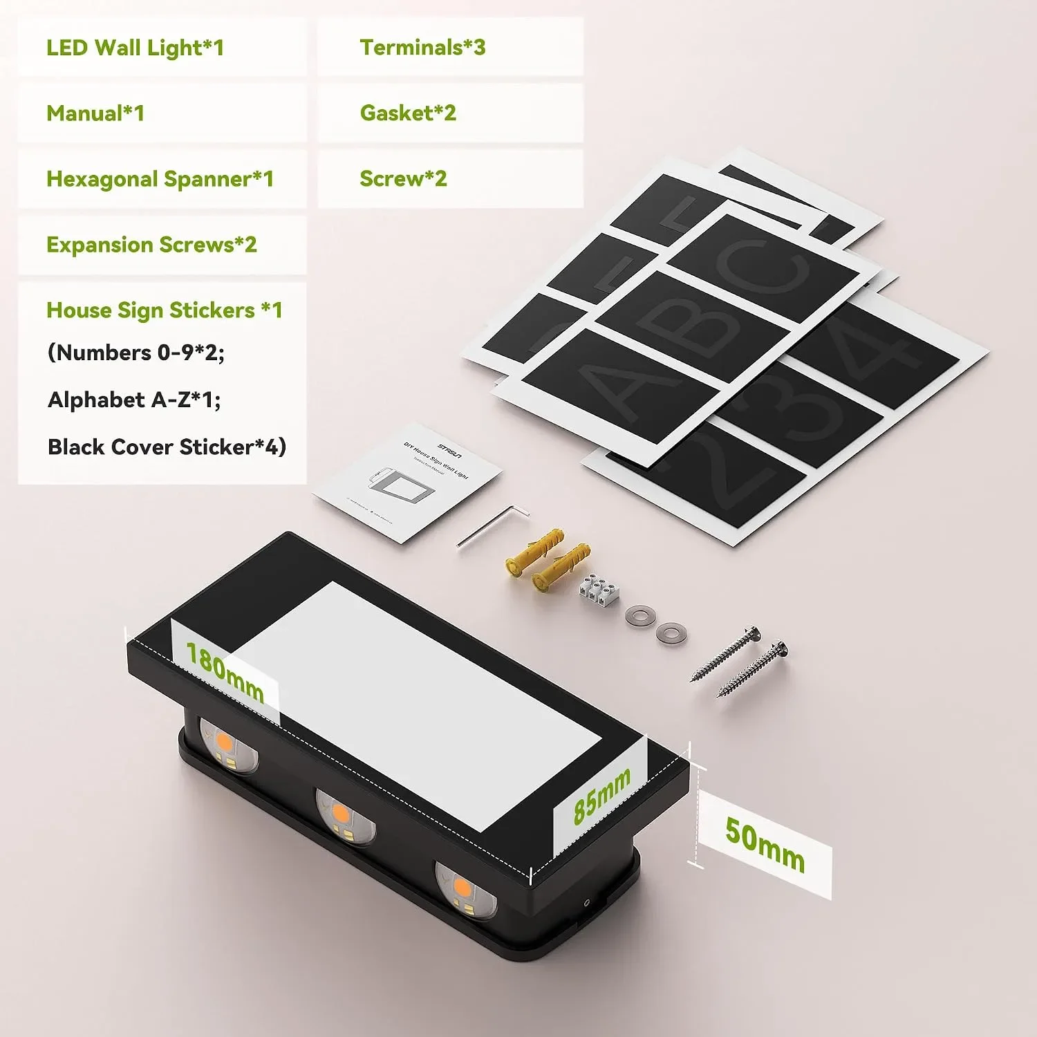 Смарт/LED стенна лампа за външен монтаж с табло с номера и IP66, Easy DIY — снимка 4