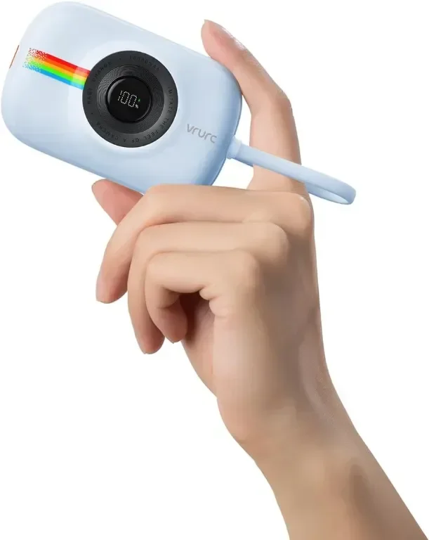 VRURC Mini Power Bank с кабел, 10000 mAh, 20 W бързо зареждане, синя