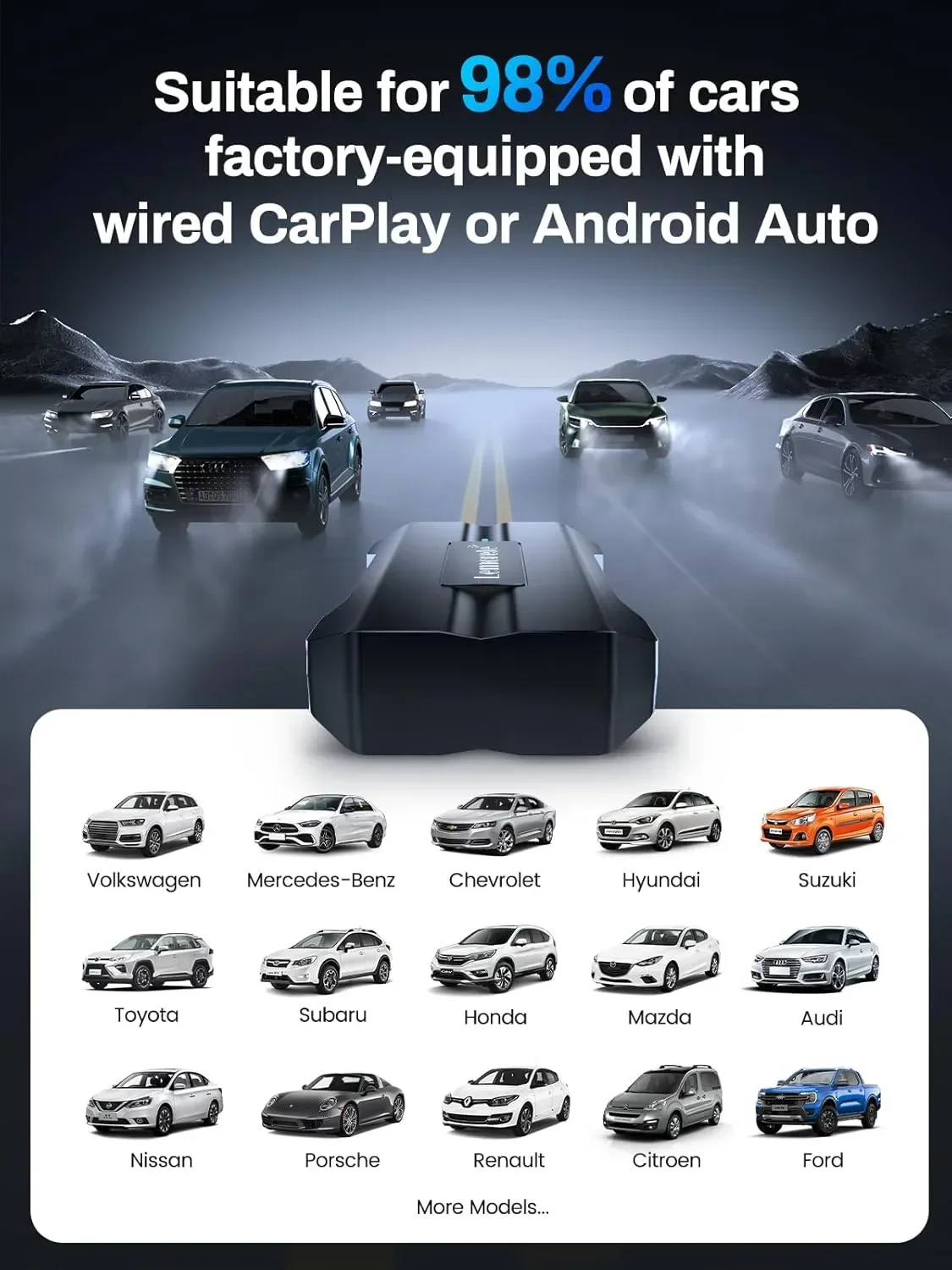 Безжичен CarPlay & Android Auto адаптер Lemorele (Wireless CarPlay Dongle) 2-в-1 — снимка 2