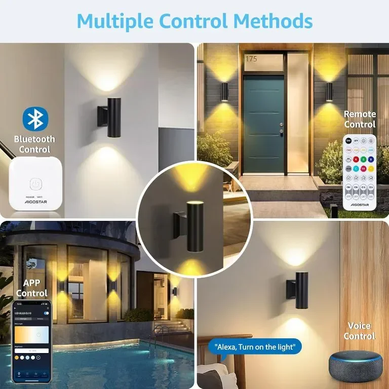 Интелигентни външни стенни осветителни тела Aigostar, от мрежата с GU10 Mesh Smart Bulb, 2 броя — снимка 3