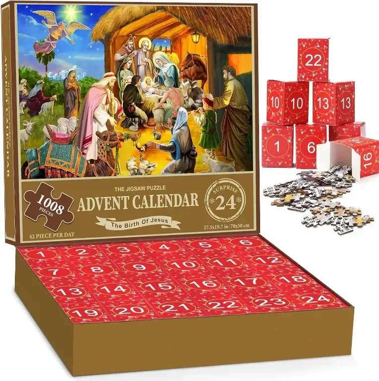 Пъзел Advent Calendar 2024, 24 секции - 1008 части Пъзел Обратно броене до Коледа