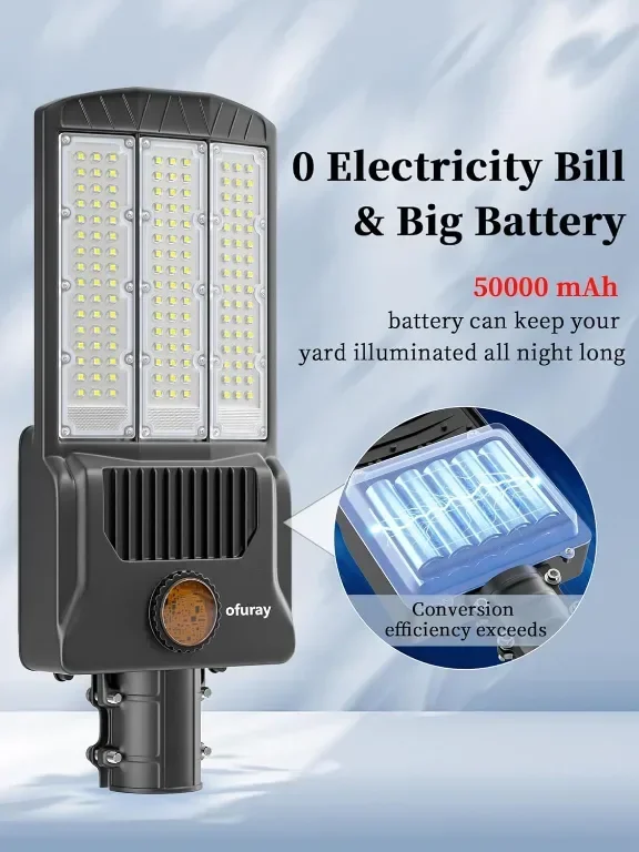 Ofuray Of-10000W соларна улична лампа с дистанционно, 6500К, IP67 — снимка 6