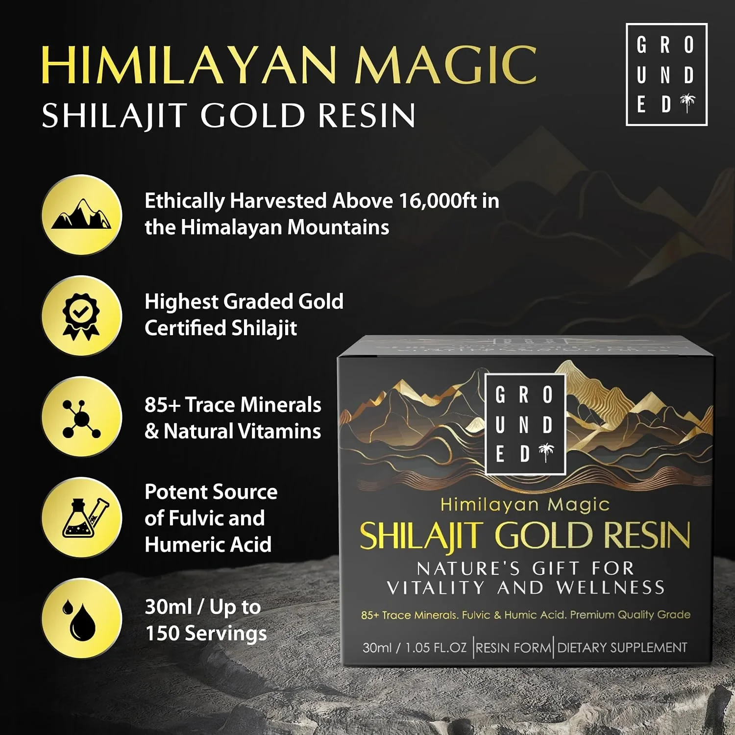 Шиладжит (шиладжит златна смола) Himalayan Magic, 30 мл / 150 порции — снимка 3