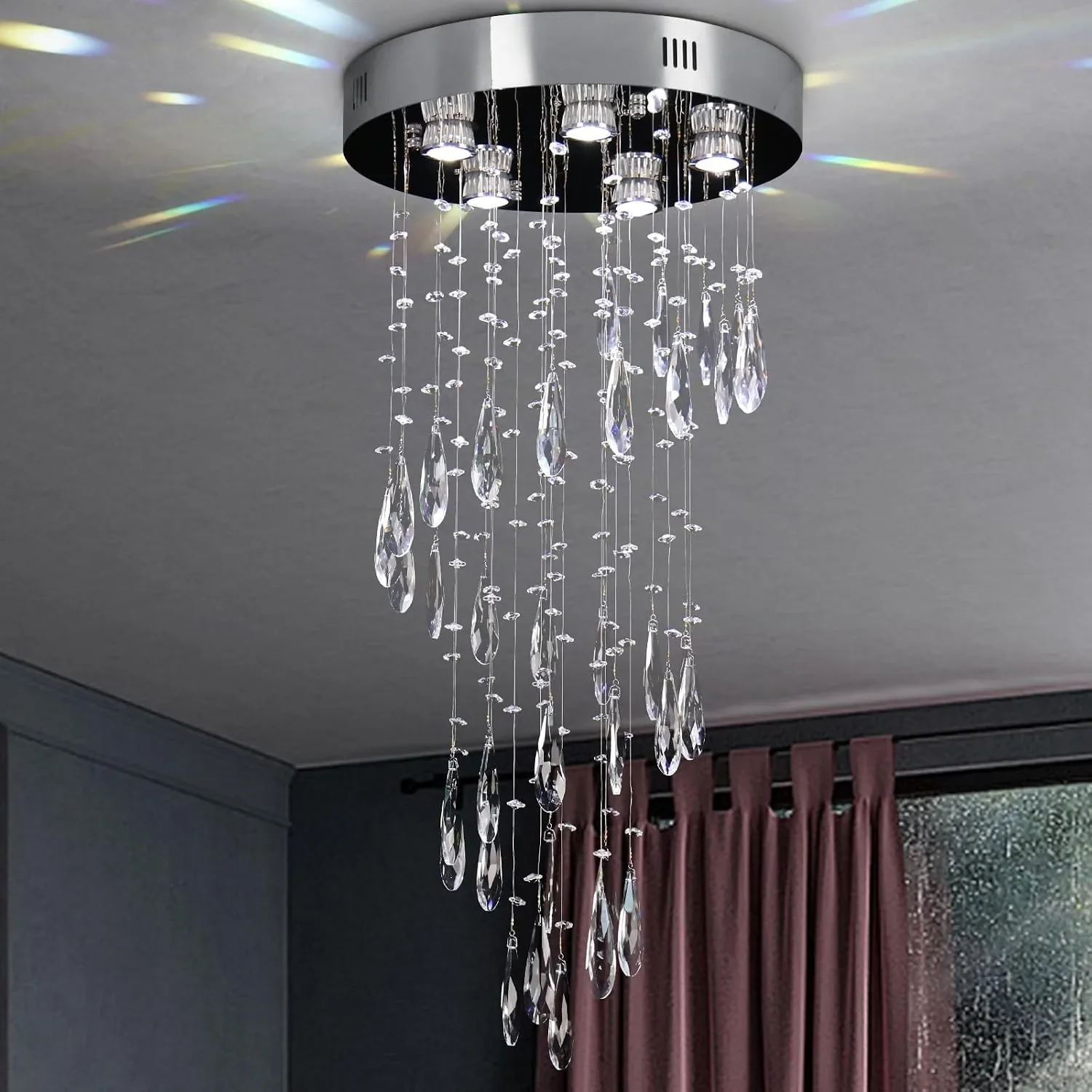 Полилей с кристални елементи и LED/крушки GU10, 5x GU10 (крушки не са включени)