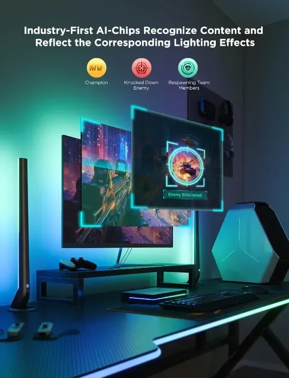 Govee HDMI 2.1 Sync Box Kit 2, AI Sync Box,светлинни ленти и подсветка — снимка 3