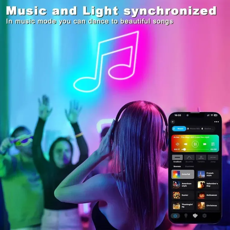 TENDIST 5M RGB LED неонови въжени светлини за открито, IP68 WiFi Гъвкава LED неонова лента, 24V — снимка 6