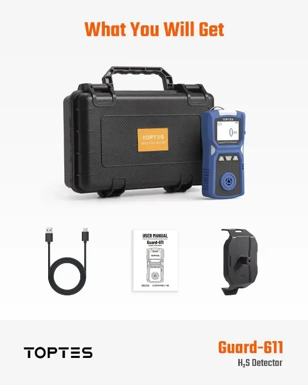 TOPTES Guard-611 H2S монитор, преносим H2S детектор, акумулаторен — снимка 7