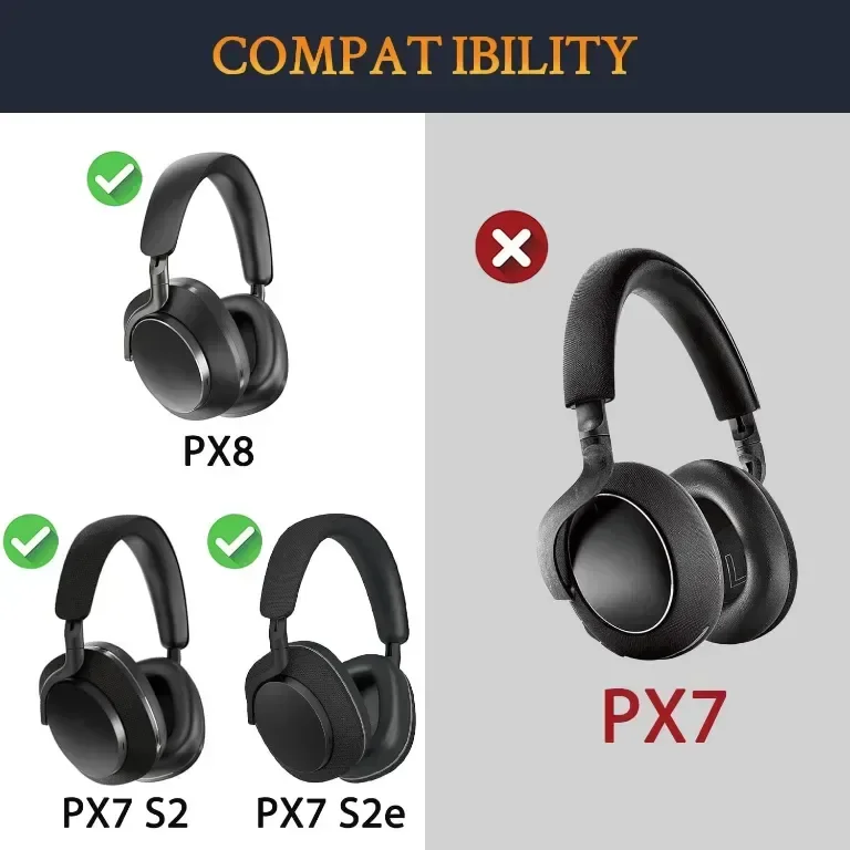 SOULWIT Резервна подложка за глава за слушалки Bowers & Wilkins PX8/PX7 s2/PX7 s2e, черна — снимка 2