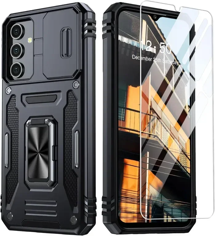 Калъф GOLDJU за Samsung Galaxy A15 5G с протектор за екрана, черен
