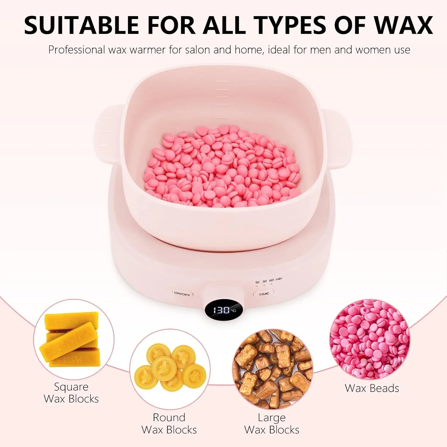 Нагревател за кола маска (wax warmer) със силиконова купа, таймер и регулируема температура 80–130°C — снимка 7