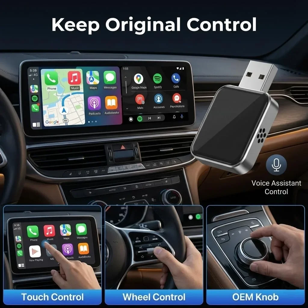 Безжичен CarPlay адаптер (USB) за свързване на Apple iPhone и управление към мултимедията — снимка 2