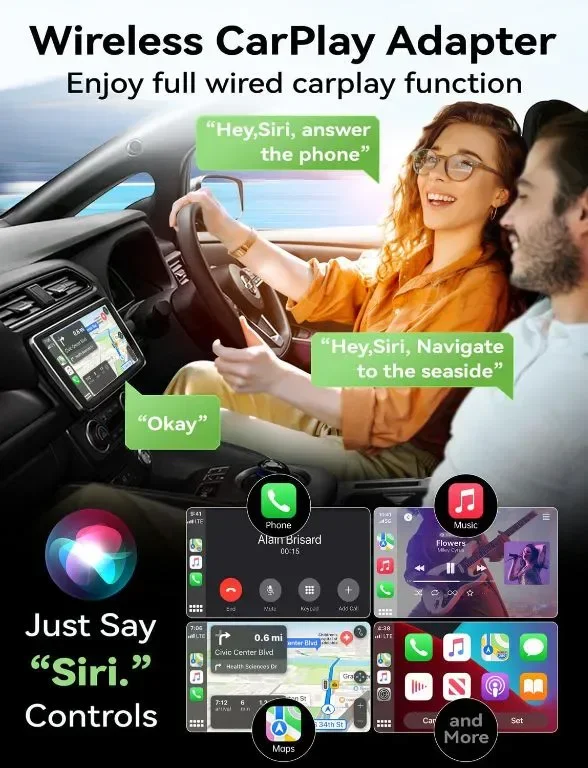 Безжичен адаптер Carplay за Apple, Carplay преобразува кабелен в безжичен CarPlay Dongle — снимка 3